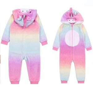 Primark baby Unicorn face fur rainbow zip up hooded  onside baby  18-24 m